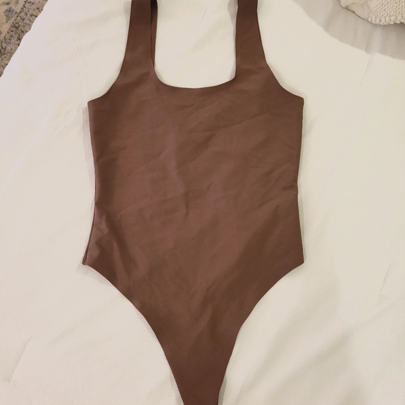 Parade Tops - Parade Thong Bodysuit Brown Size Medium